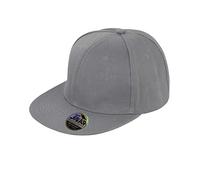 (One Size, Heather Grey) Result Unisex Core Bronx Original Flat Peak Snapback Solid Colour Cap