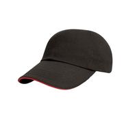 Result Women's Heavy Brushed Cotton Sandwich Peak Baseball Cap in Black Result Black One Size