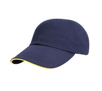 Result Women's Heavy Brushed Cotton Sandwich Peak Baseball Cap in Mid Navy Result Mid Navy One Size