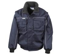 Result RE71A Work-Guard Zip Sleeve Heavy-Duty Pilot Jacket - Grey/Black, Small
