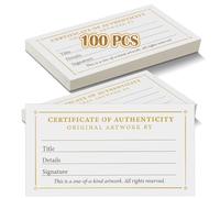 Resurhang 100 Pcs 3.5 x 2 Inch Certificate of Authenticity for Original Artwork Gold Foil Premium Certificates Valuations Collectibles Gifts for Professional Artists Artisans Handicraft Art Galleries