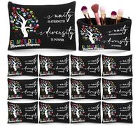 Resurhang 12 Pcs Hispanic Heritage Month Gifts Bulk Makeup Bag Cosmetic Bag Latin American Portable Canvas Zipper Pouch Travel Toiletry Organizer Spanish Gift for Office Classroom Teacher