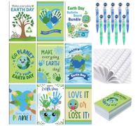 Resurhang 18 Pcs Earth Day Gift Set, 9 Pcs A5 Eco-Themed Notebook Journals & 9 Globe Pens, Supplies for Teachers, Earth Day Prizes, Environmental Awareness Gifts