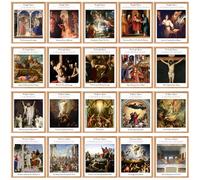 Resurhang 20 Pack Mysteries of the Rosary Poster Set Laminated Print Unframed Catholicism Classroom Decor Religious Wall Decoration Unframed Poster for Church Members Faith Families Gift
