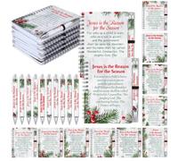Resurhang 20 Pcs Jesus Is the Reason for the Season Gifts A6 Notebook Pen | Christmas Scripture Gifts, Inspirational Notebook and Bible Ballpoint Pen, Xmas Party Gifts for Christmas School Church Gift