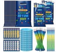 Resurhang 200 Pcs Assorted Items Bulk Plastic Goody Bags Bookmark Pencil Rubber Wristband Accessories for Office Classroom Party Events Favors(Believe)