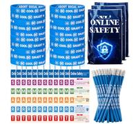 Resurhang 200 Pcs Online Safety Assorted Bulk 50 Sets Internet Safety Awareness Plastic Goody Bags Bookmarks Wristband Accessories for 2026 National Internet Month