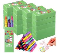 Resurhang 24 Box Easter Crayons Bulk Bunny Egg Box Pastel 6 Color Set Vibrant Crayons Ideal for Crafts Bunny Baskets Class Gift Set Easter Party Supplies