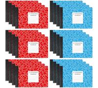 Resurhang 24 Pcs Jr. Composition Notebooks Colored Marble Half Size 4-7/8 x 7-1/2 Inches Composition Notebook 80 Sheets Marble Notebooks Wide Ruled Assorted Primary Covers Notebook Bulk (Red,Blue)