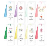 Resurhang 24 Pcs Mahjong Bookmark Set with Tassels Double Sided Vintage Mahjong Style Art Page Markers Lovers Gift for Readers Book Lovers