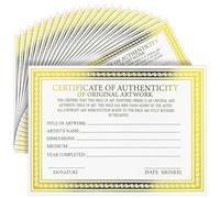 Resurhang 25 Pcs 5 x 7 Inch Certificate of Authenticity for Original Artwork Gold Foil Premium Certificates Valuations Collectibles Gifts for Professional Artists Artisans Handicraft Art Galleries
