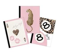 Resurhang 3 Pack Preppy Pink Cheetah Composition Notebooks 140 Pages of Cheetah Trendy Y2k College Ruled Composition Notebook 7-1/2" x 9-3/4" 80gsm Paper with Sturdy Cover Stock Leopard Print