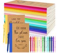 Resurhang 30 Set Christian Notebooks and Pen Gift Set Bulk A5 Composition Journal Bible Verse Pen Religious Lined Notebook Scripture Notepad for Teacher Church Vbs Sunday School (Rainbow)