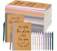 Resurhang 30 Sets Christian Notebooks and Pen Gift Set Bulk A5 Composition Journal Bible Verse Pen Religious Lined Notebook Scripture Notepad for Teacher Church Vbs Sunday School (Morandi)