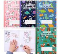 Resurhang 40 Pack Primary Composition Notebook K-2 Draw and Write Journal with Primary Ruled Lines 60 Pages 4 Style, Bulk School Supplies for Students, Teachers