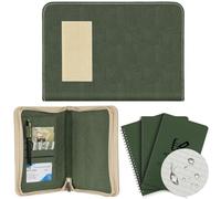 Resurhang 5 Pcs Waterproof Tactical Notebook with 96 Sheets 192 Pages Kit Zippered Tactical Notebook Cover with A5 Military Planner Papers and Pen for Outdoor, Combat, Army, Hiking (Green)