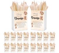 Resurhang 50 Sets Gift Bag for Baby Shower Bear Balloon Goodie Bags with Handles and Tissue Paper Baby Shower Party Favor Handbag for Guests Gender Reveal Return Gift(Brown)