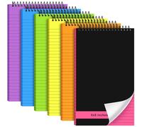 Resurhang 6 Pcs Legal Pad Top Spiral Bound Notebook 70 Sheets Wirebound Notepad Double Sided Ruled Memo Steno Book with Stiff Back Cover for Business(6 x 9 Inches,No Holes,Rainbow Color)