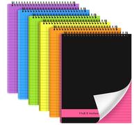 Resurhang 6 Pcs Legal Pad Top Spiral Bound Notebook 70 Sheets Wirebound Notepad Double Sided Ruled Memo Steno Pad with Stiff Back Cover for Business(8.5 x 11 Inches,No Holes,Bright Colors)