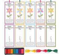 Resurhang 60 Pcs Grandparents Day Color Your Own Bookmarks DIY Flower Coloring Blank Bookmark with Coloring Pads Ribbons Thank You Gifts for Grandparents Day Family Party Favors