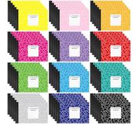 Resurhang 60 Pcs Jr. Composition Notebooks Colored Marble Half Size 4-7/8 x 7-1/2 Inches Composition Notebook 80 Sheets Marble Notebooks Wide Ruled Assorted Primary Covers Notebook Bulk