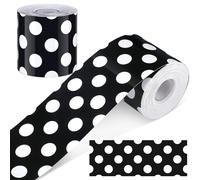 Resurhang 65 Feet Black with White Polka Dot Bulletin Board Borders Decoration for Classroom Blackboard Rolling Whiteboard Cork Posterboard School Party Decorations Trim Straight Border
