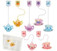 Resurhang 8 Set Pastels Teacup Teapot Bookmarks with Floral Design Cute Tea Bag Bookmarks Bulk for Tea Party Favors, Book Lovers, Readers, Teachers, Unique Gift for Women, Bookworms