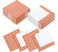 Resurhang Orange White 100 Pcs Checkered Napkins Gingham Plaid Tissue Disposable Napkins Picnic BBQ Party Supplies for Spring Summer Party Supplies (2 Styles)