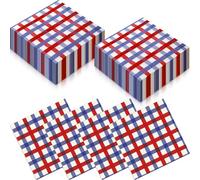 Resurhang Red Blue White 100 Pcs Checkered Napkins Gingham Plaid Tissue Disposable Napkins Picnic BBQ Party Supplies for Spring Summer Party Supplies (1 Style)