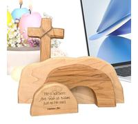 Resurrection Grave Decoration - Wooden Easter Diorama Religious Sculpture | Multilayer Biblical Scene Set, Cross Ornament Decoration, Spiritual Christian Table Symbol for Worship Service