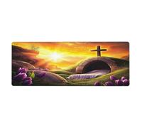 Resurrection Morning Dramatic Cross And Divine Light Mouse Pad In Big Extended Non-Slip Rubber Base Mousepad With Stitched Edges Gaming Pc Desktop Large Mouse Pad 11.8x31.5
