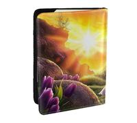 Resurrection Morning Dramatic Cross and Divine Light Printed Passport Holder,Travel Pu Leather Passport Cover Case Organiser for Men Women,6.5 Inch
