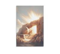 Resurrection Of Jesus The Tomb Is Empty He Is Risen Christian Wall Art Paintings Canvas Prints Poster Artwork for Living Room Bedroom Bathroom Office Home Decor 16x24inch(40x60cm)