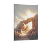 Resurrection Of Jesus The Tomb Is Empty He Is Risen Christian Wall Art Paintings Canvas Prints Poster Artwork for Living Room Bedroom Bathroom Office Home Decor 12x18inch(30x45cm)