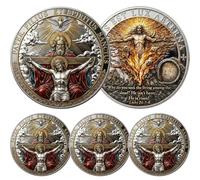 Resurrection of Light Commemorative Coin, Double-Sided Christian Jesus Challenge Coins with Latin Inscriptions & Scripture, Religious Faith Collectible & Inspirational Gift (3pcs)