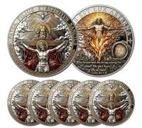 Resurrection of Light Commemorative Coin, Double-Sided Christian Jesus Challenge Coins with Latin Inscriptions & Scripture, Religious Faith Collectible & Inspirational Gift (5pcs)