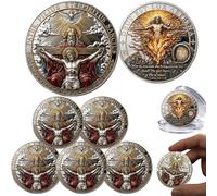 Resurrection of Light Commemorative Coin, Jesus Resurrection Religious Coin, Dual-Sided Inspirational Christian Challenge Coins Faith Token, Faith Prayer Gifts for Men, Collectors & Believers (5PC)