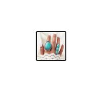 Resweky 2pcs Vintage Boho Turquoise Knuckle Rings Set Silver Lightning Open Finger Rings Adjustable Stackable Midi Ring Jewelry for Women Girls (2Pcs)