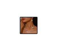 Resweky Love Heart lightning Wedding Necklace Earrings Sets Silver Rhinestone Sparkly Bridal Necklace Jewelry Set Wedding Accessories for Women (Blue Heart)