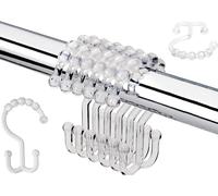 Resze 12 PCS Clear Plastic Double Shower Curtain Hooks, Multi-Functional Rings for Bathroom Shower Curtain,Shower Curtain Liner and Kitchen Supplies, etc.