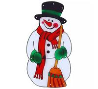 ReTaaj 10 LED Christmas Window Lights Double Sided Silhouette Indoor Hanging Sign Display, Battery Powered Xmas Window Decorations (Snowman Spike up, Large)