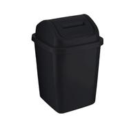 ReTaaj 5L Plastic Swing Top Waste Bin Bathroom Dust Bin Waste Paper Rubbish Trash Can Square Basket Kitchen Bathroom Office Garbage Bin (Black)