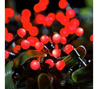 ReTaaj Christmas Berry Lights - Battery Operated 50 100 200 LED Fairy String Lights with Multifunctional Timer 8 Mode Required x4 AA Battery (Not Included) (200 LED Berry Lights Battery Red)