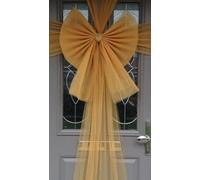 ReTaaj Christmas Fabric Door Bow & Ribbon Kit Large Luxury Front Door Window Bow Wreath Decoration Festive Xmas Baby Shower Wedding Celebration (Gold)