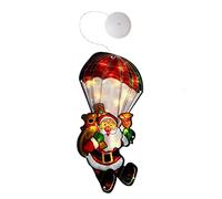 ReTaaj Christmas LED Silhouette Lights Window Sucker Hanging Ornaments Stickers Fairy String Light Indoor & Outdoor Festive Xmas Party Decorations Battery Powered (10 LED Santa Parachute)