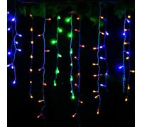 ReTaaj Christmas Snowing Effect Icicle Lights 200 LED Battery Operated Fairy String Light Window Curtain Hanging Indoor Outdoor 8 Modes Holiday Lighting Home Festive Xmas Decorations 3.9M (Pastel)