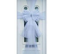 ReTaaj Extra Large Deluxe Fabric Christmas Bow & Ribbon Kit Front Door Window Wedding Traditional Xmas Party Gifts Outdoor Decoration (White)