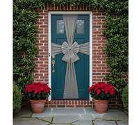 ReTaaj Large Christmas Door Bow Grey Bow-Double Layered Diamante Front Door Decoration Bow Xmas Festive Hanging Ribbon Bows Christmas Aesthetic Seasonal Décor
