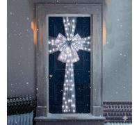 ReTaaj Large Christmas Door Bow LED Light Double Layered Front Door Bow Kit Perfect for Weddings, Parties, Baby Showers, Christmas Gifts Home Outdoor Xmas Decorations (Grey with Led)