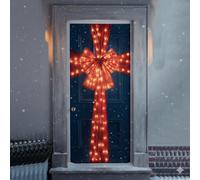 ReTaaj Large Christmas Door Bow LED Light Double Layered Front Door Bow Kit Perfect for Weddings, Parties, Baby Showers, Home Outdoor Xmas Decorations (Red with Led)